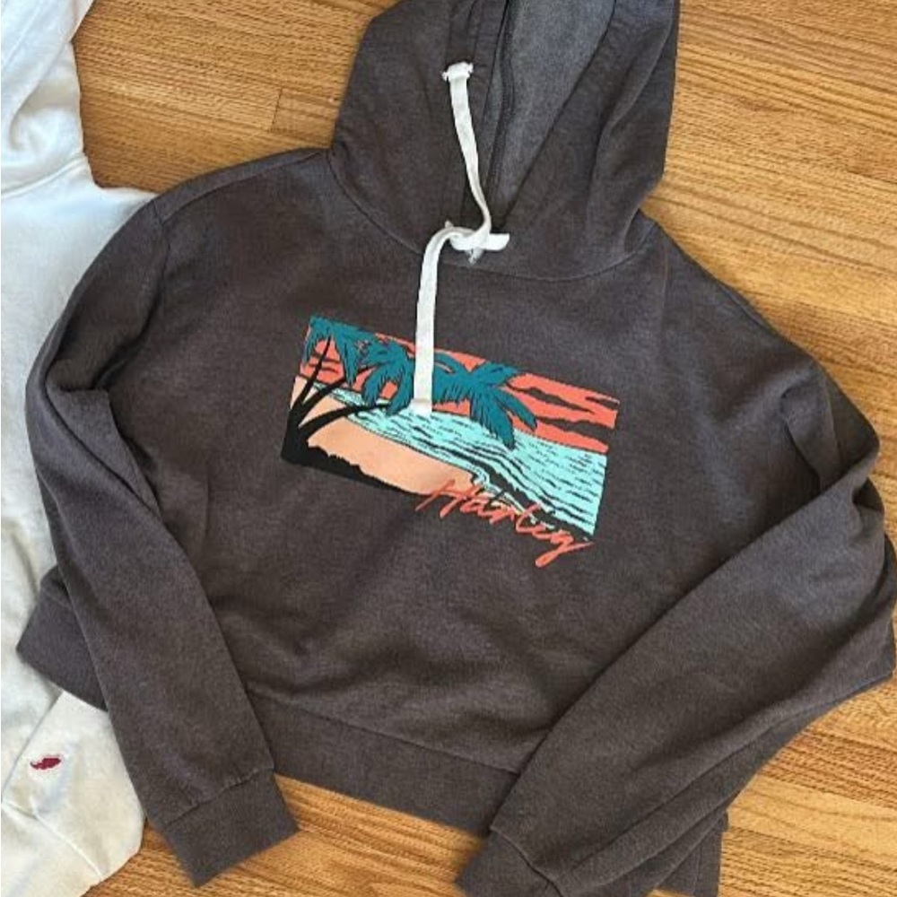 Hurley Brown Hoodie with Tropical Print